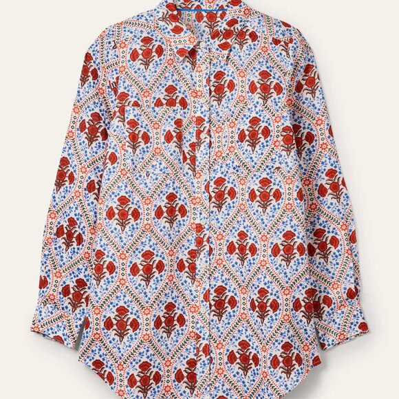 Boden linen shirt Ivory, Poppy Bloom 4P 4 petite - Picture 5 of 16